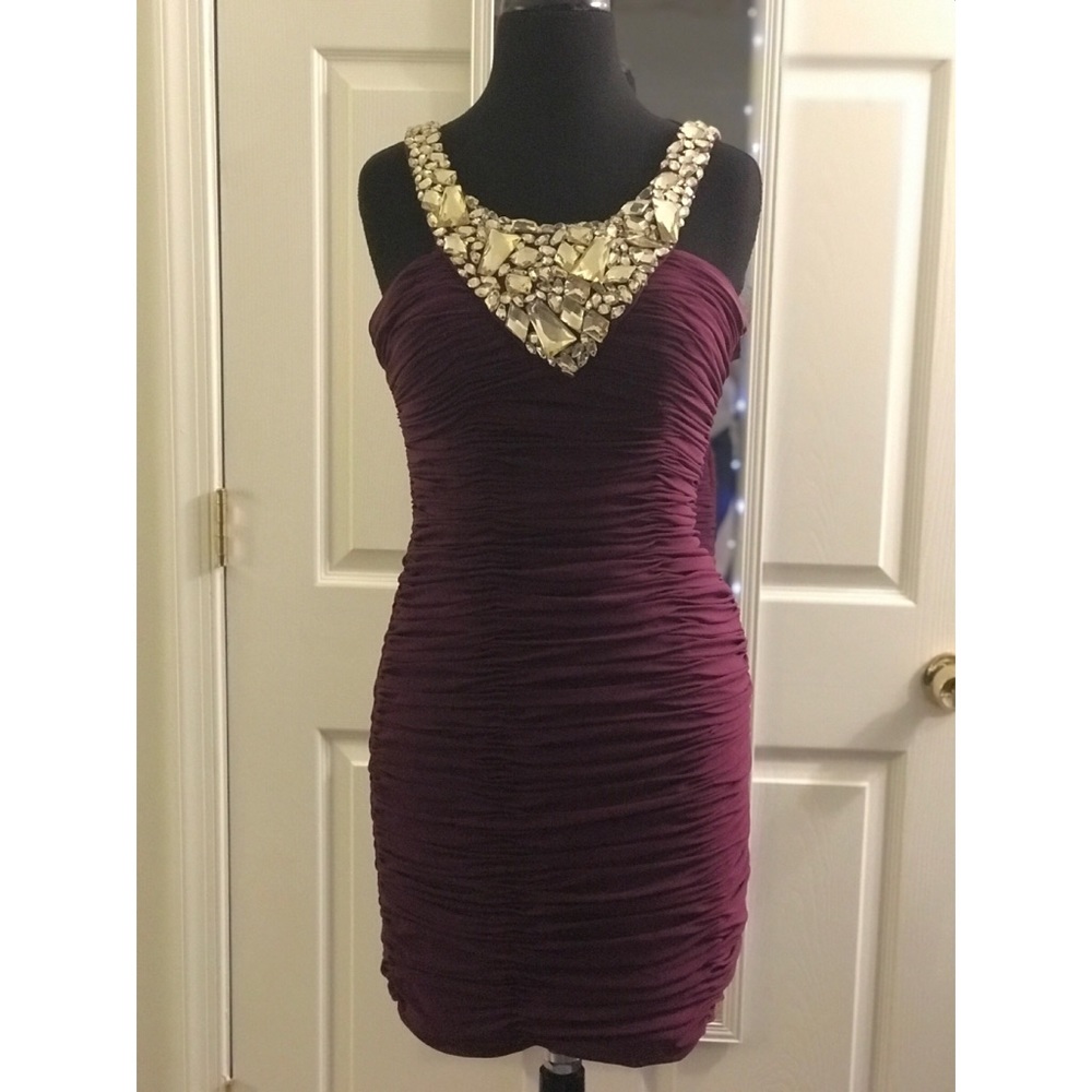Purple Rhinestone Party Dress